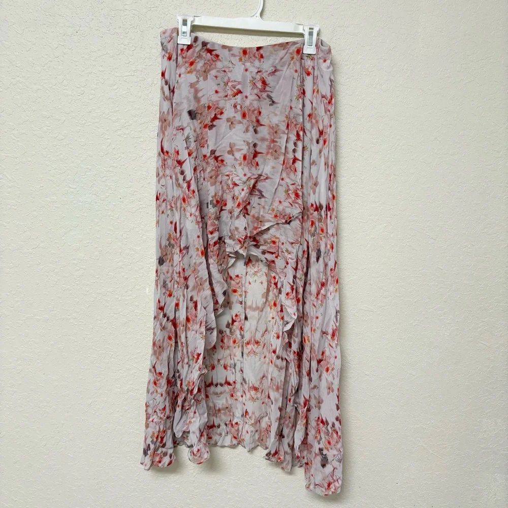 ALLSAINTS Women's Slvina Scatter Skirt Asymmetric Ruffled Hem Pink Size 10